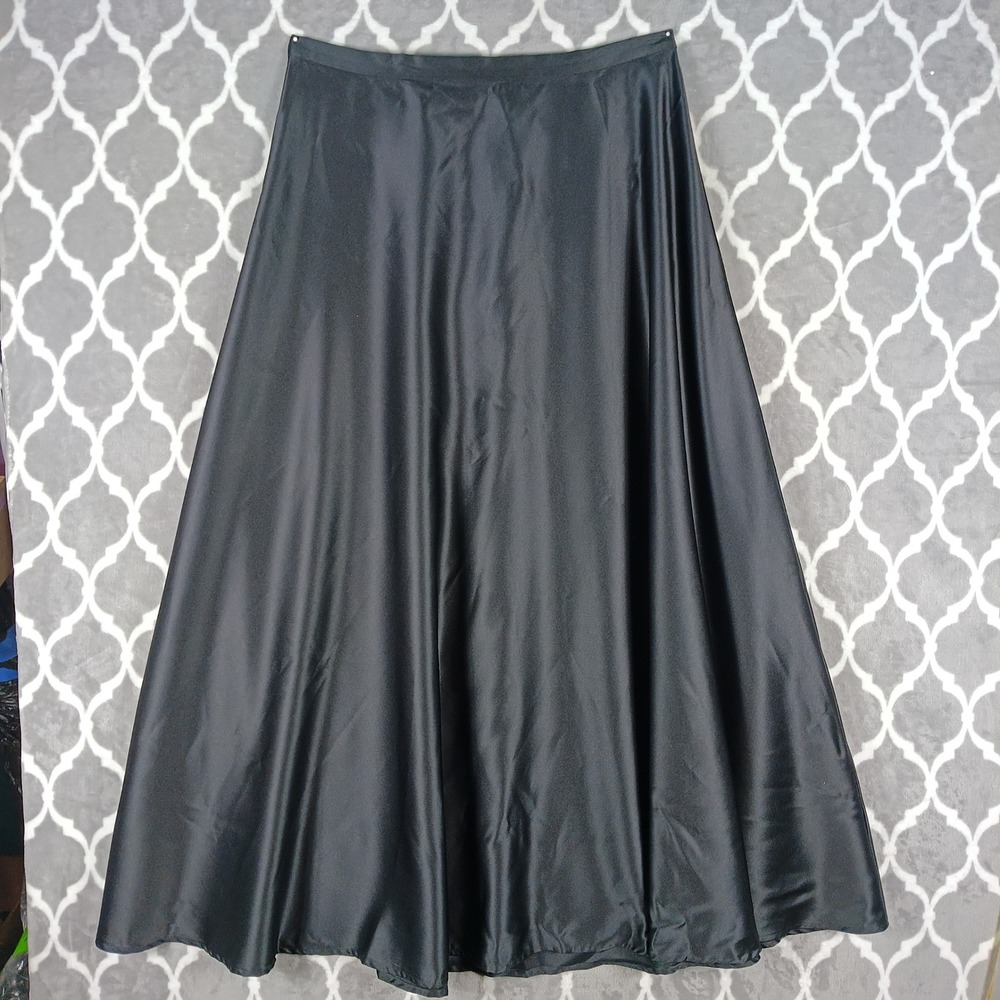 Alex Evenings Formal Maxi Skirt Women Size Extra Large Black Satin A-Line